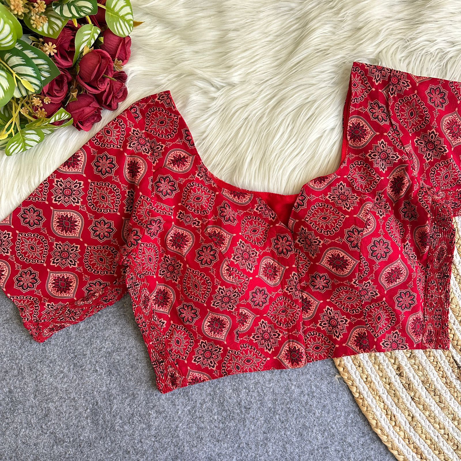 Pure Ajrakh Cotton Flexible Blouse